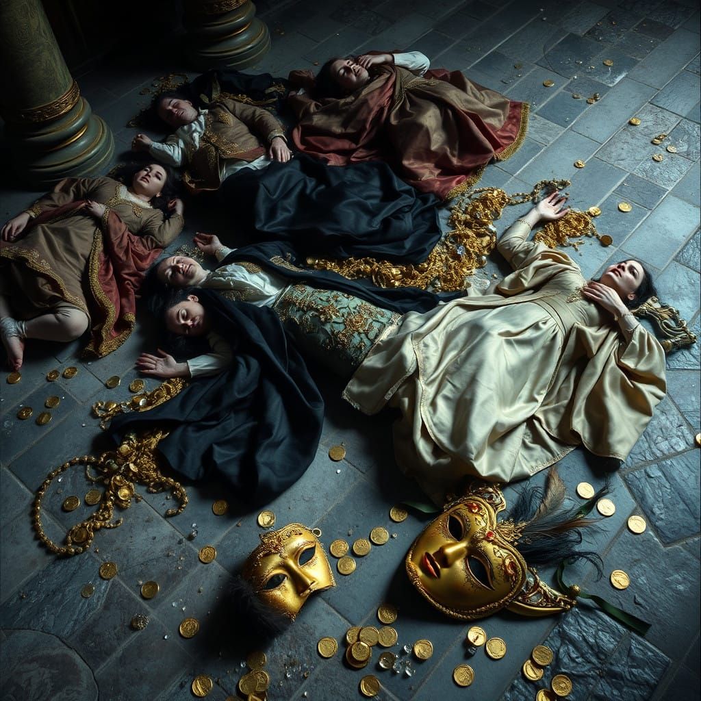 Royal Deceit in Tatters: A Scene of Chaos and Downfall