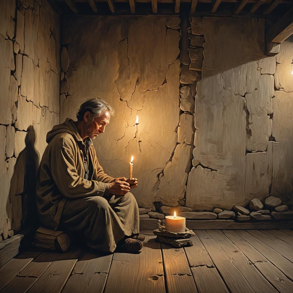 Intimate Portrait of Solitude with Candle