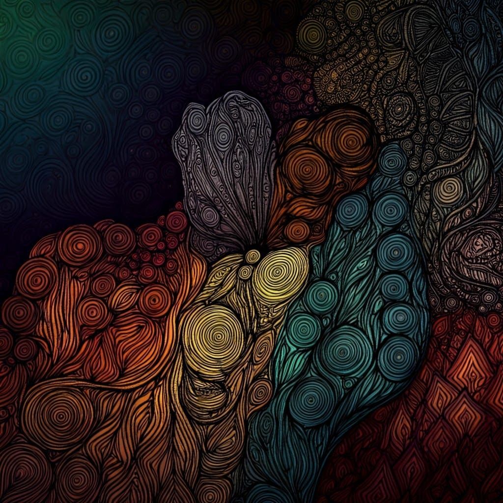 Continuous line ink drawing abstract sketch