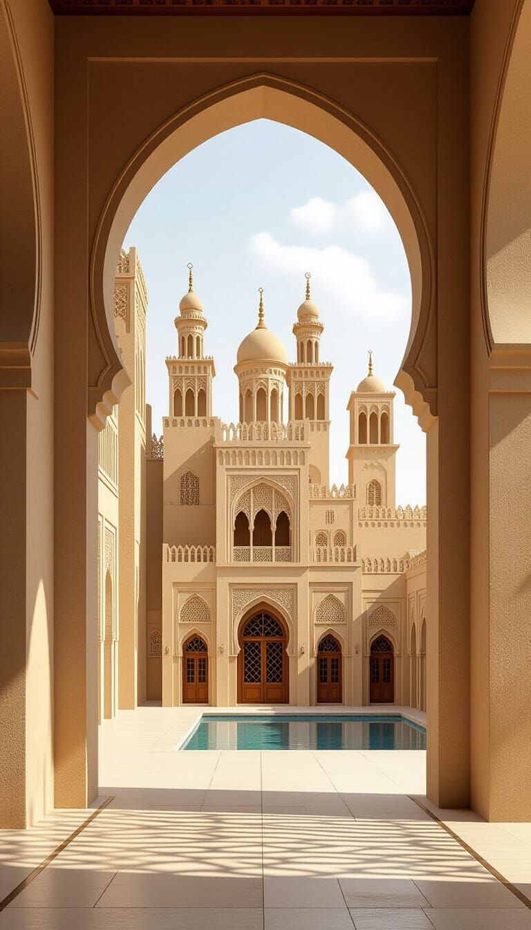 Yemeni Diwan Interior with Sana'a Skyline Mural