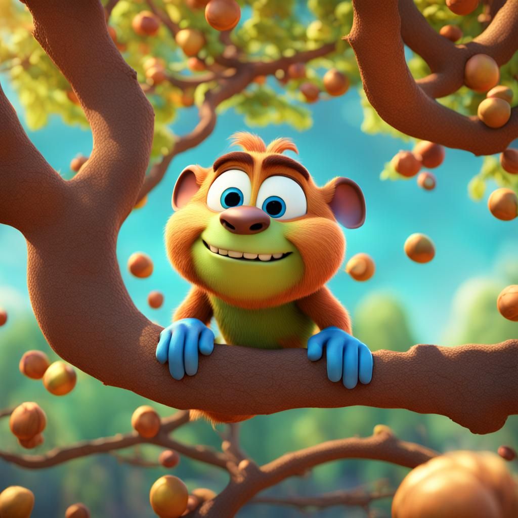 Squirrel in Tree: 3D Digital Art