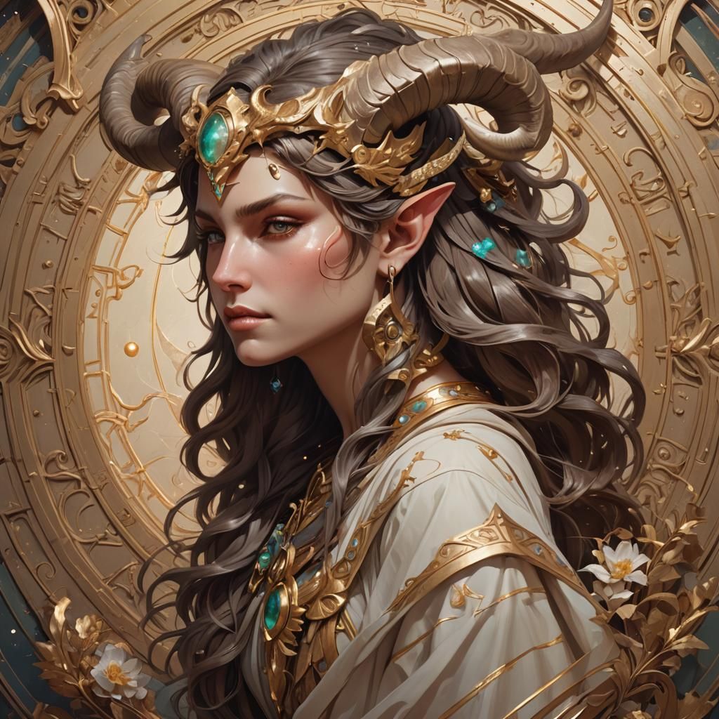 Detailed Capricorn Astrology Symbol Concept Art