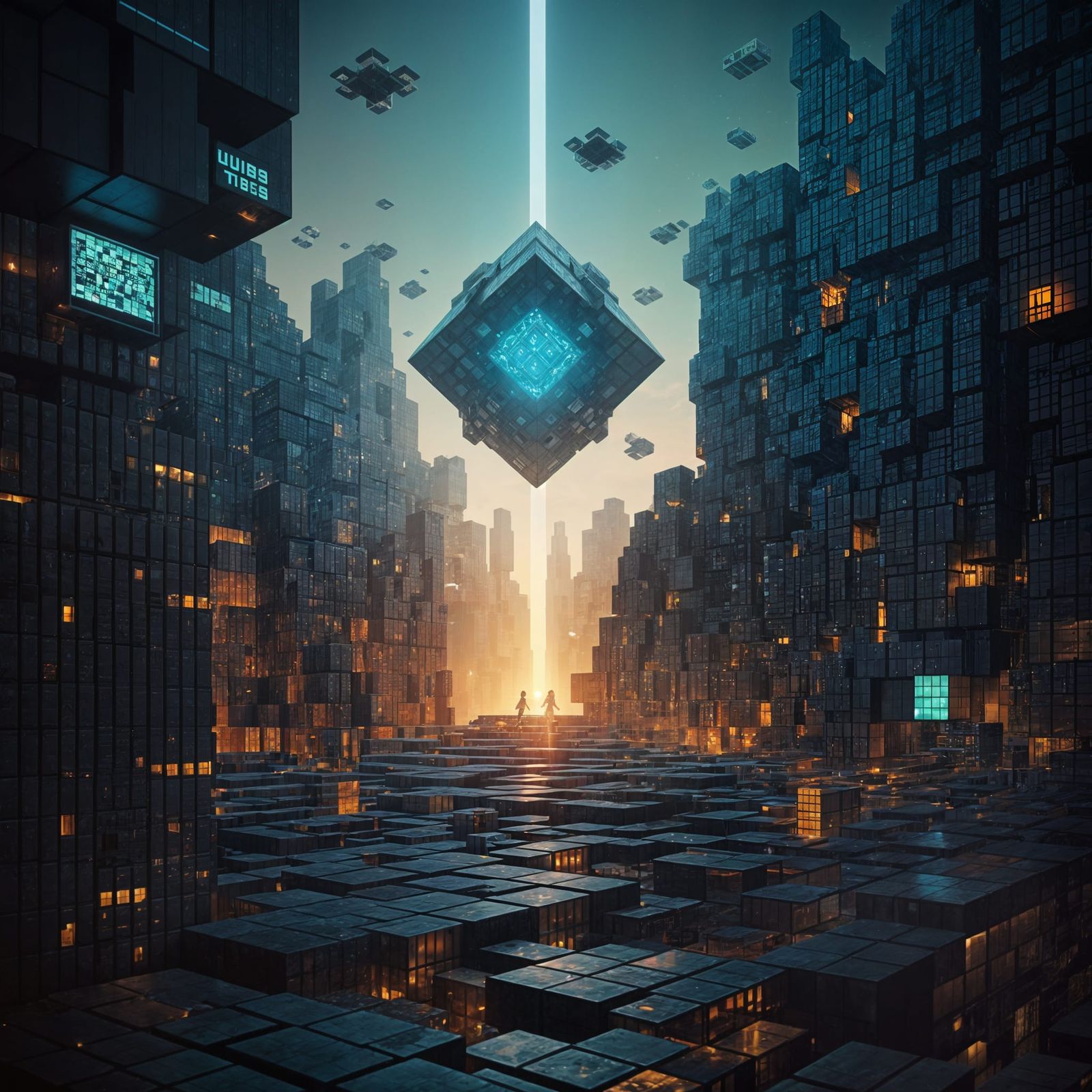 Geometric Cubes in a Futuristic World