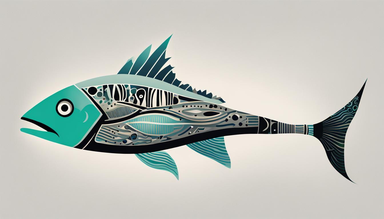 Egyptian Typography Art: Fish in Ocean
