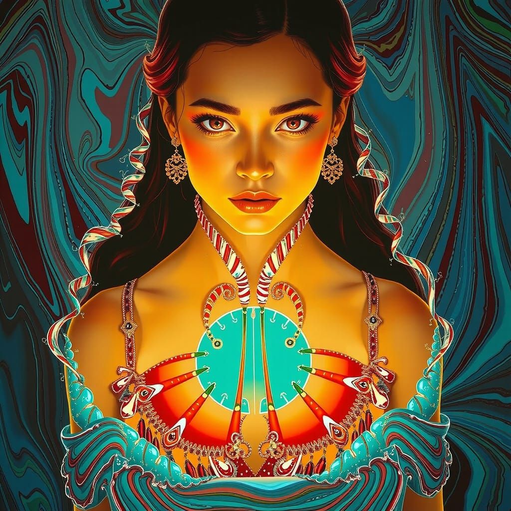 Abstract Swirling Gelato Colors with Bold Stripes