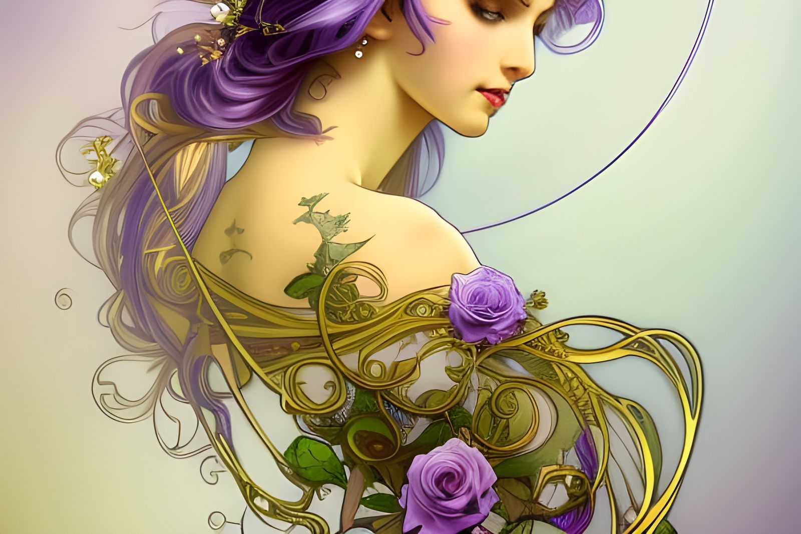 Fantasy Goddess Portrait in Art Nouveau Style