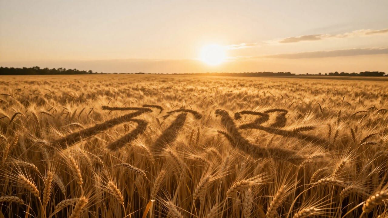Golden Wheat Field at Sunset with Flowing Wind Lines