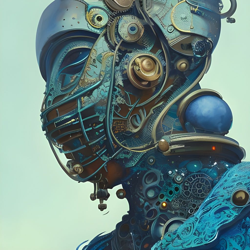 Steampunk Alien Portrait in Detailed Fantasy Art Style