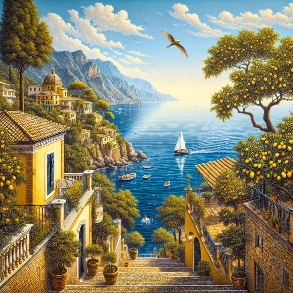Golden Afternoon in Italian Coastal Village