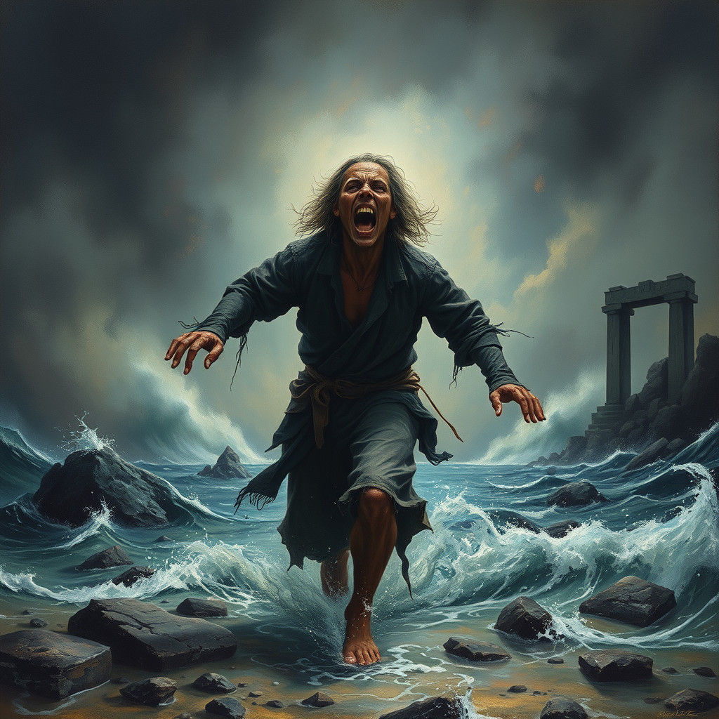 Fleeing the Deep One: A Dark Surrealist Nightmare