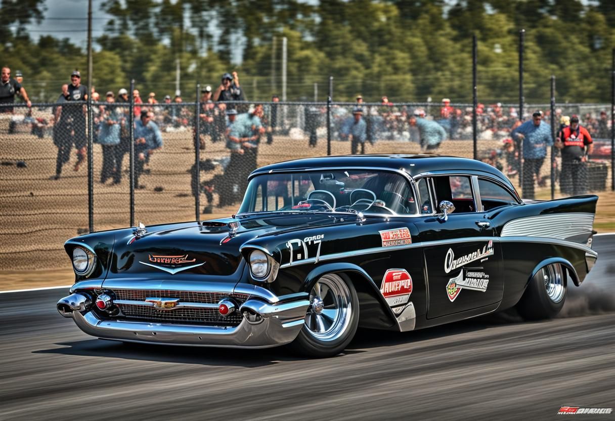 1957 Chevrolet Drag Race: Vintage Photographic Style