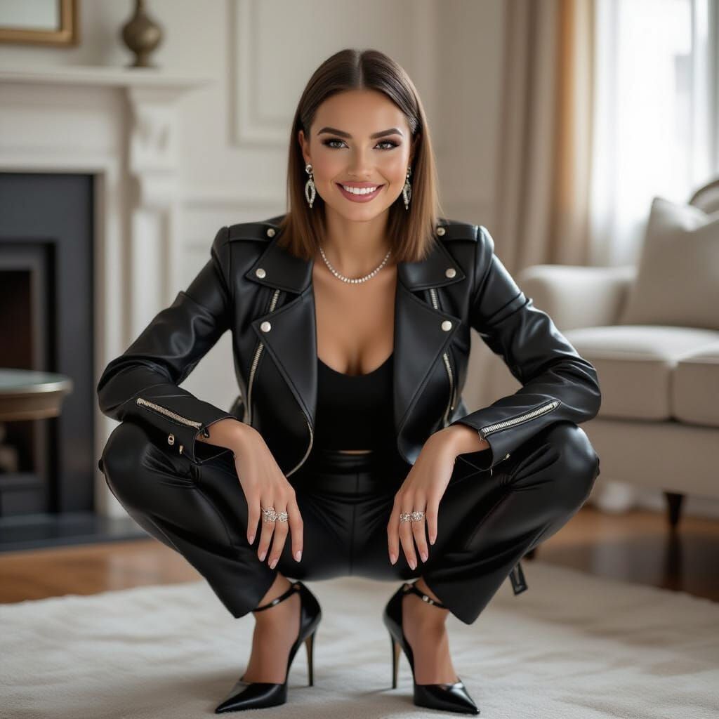 Photorealistic Portrait of a Woman in Leather