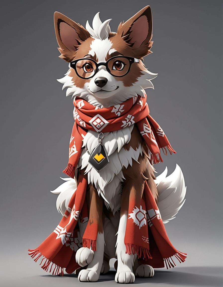 Rockruff with Scarf: 3D Anime Style Art