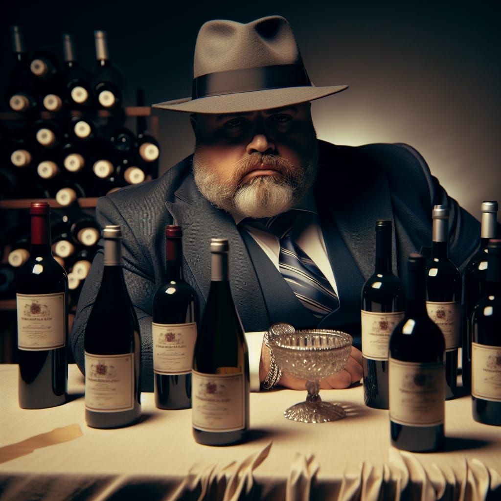 Distinguished Man at Wine-Laden Table