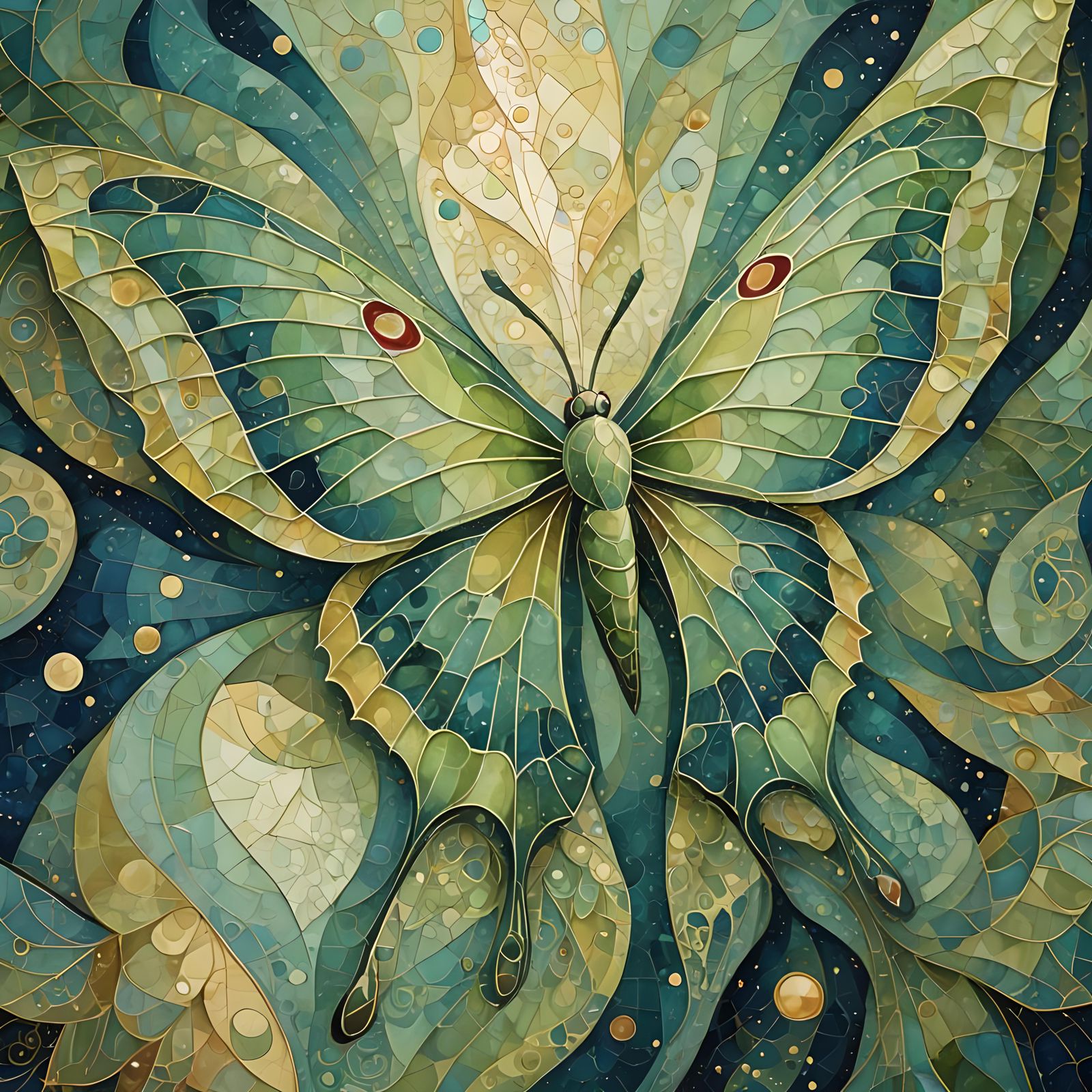 Luna Moth in Surreal Cubist Dreamscape