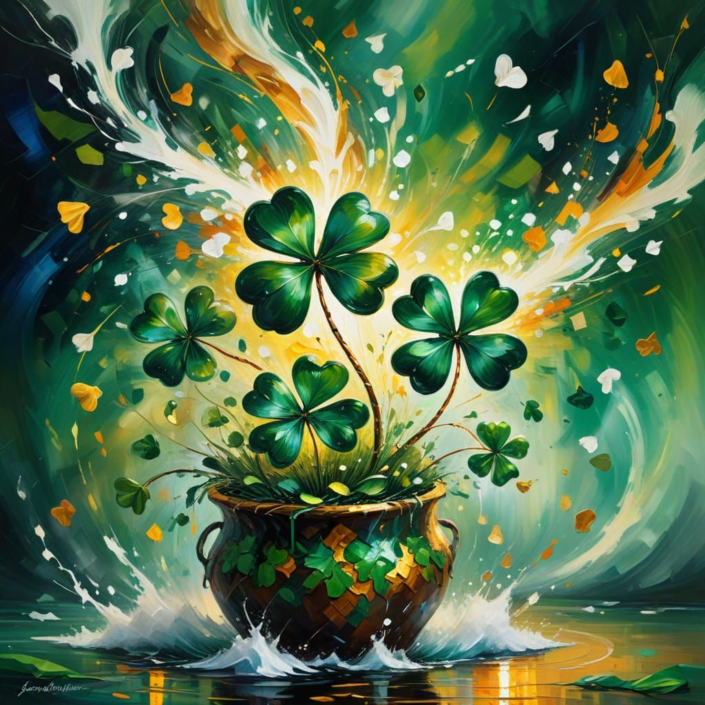 Emerald Shamrock Tornado: Vibrant Splash Art