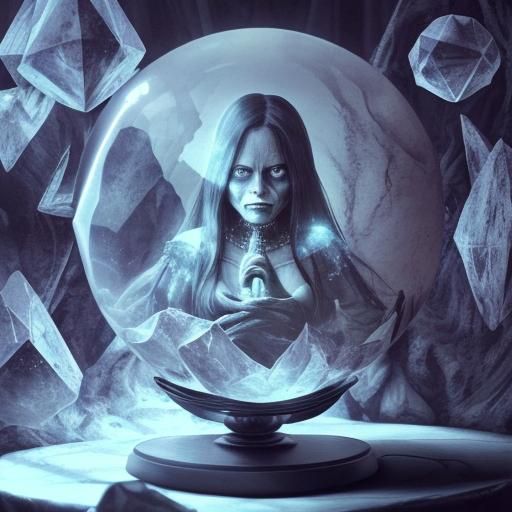 Dark and Horrifying Face Holding Crystal Ball