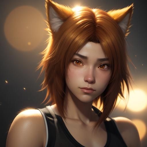 Anime Werewolf Girl in Red Crop Top