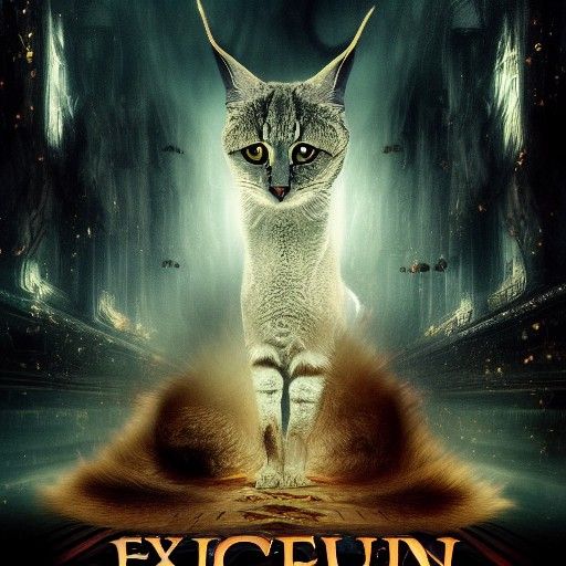 Creepy Cat Creature Movie Poster in Cinematic Style