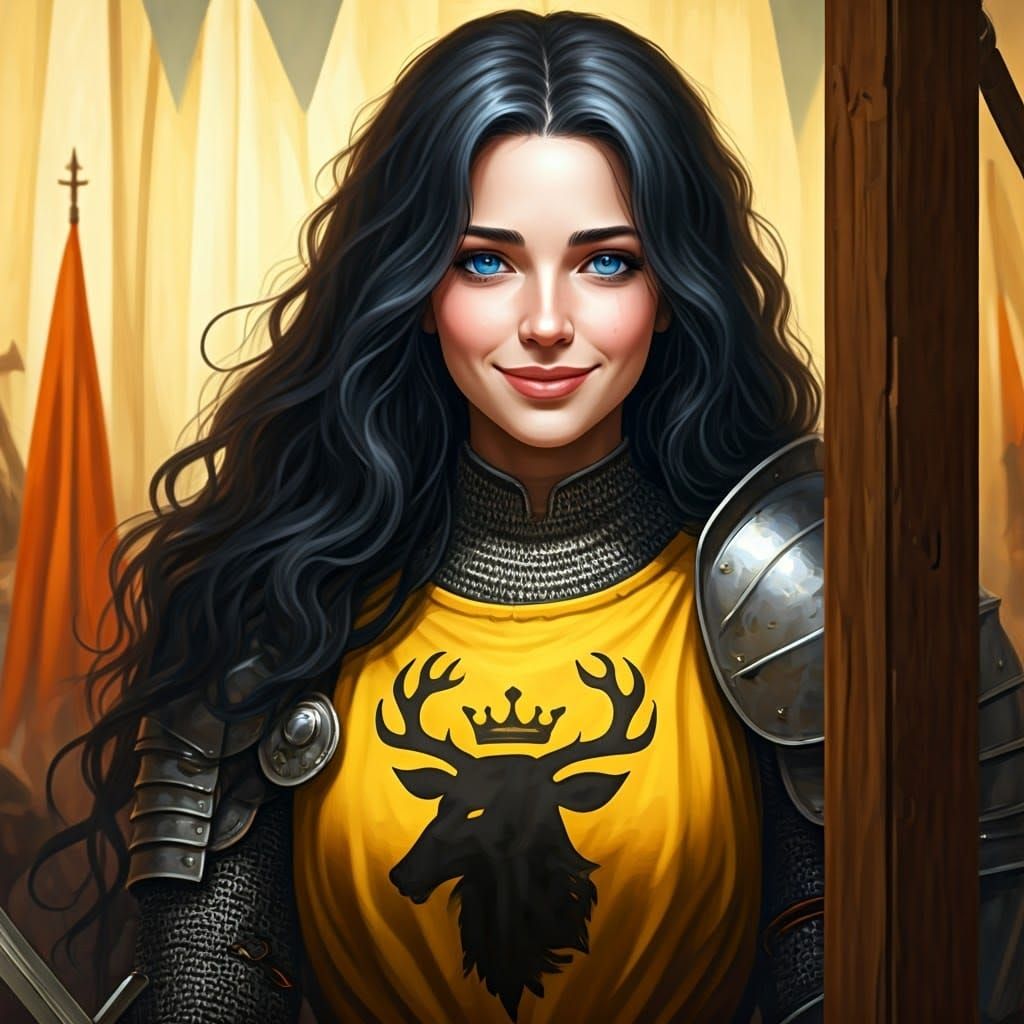 Medieval Maiden Champion in Vibrant Colors