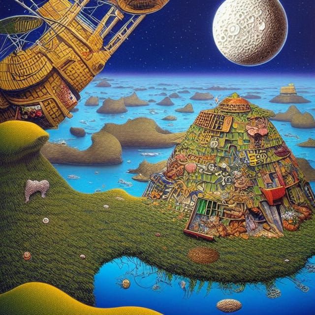 Islands Drifting from Moon into Ocean