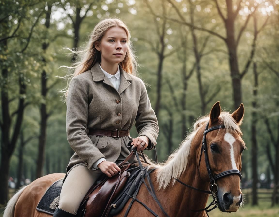 Scandinavian Girl Riding Horse: Professional Photography