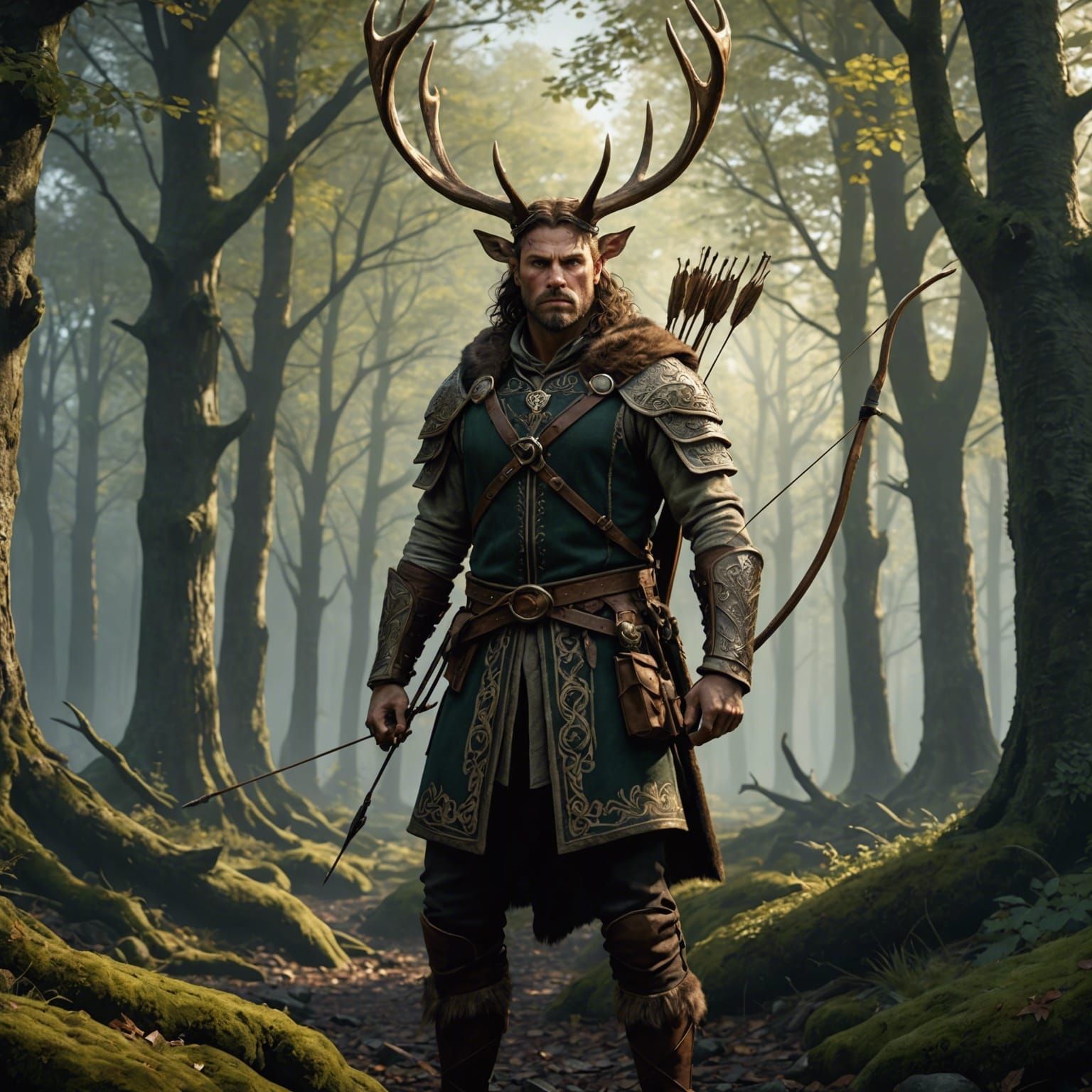 Celtic Archer in Dark Fantasy Style