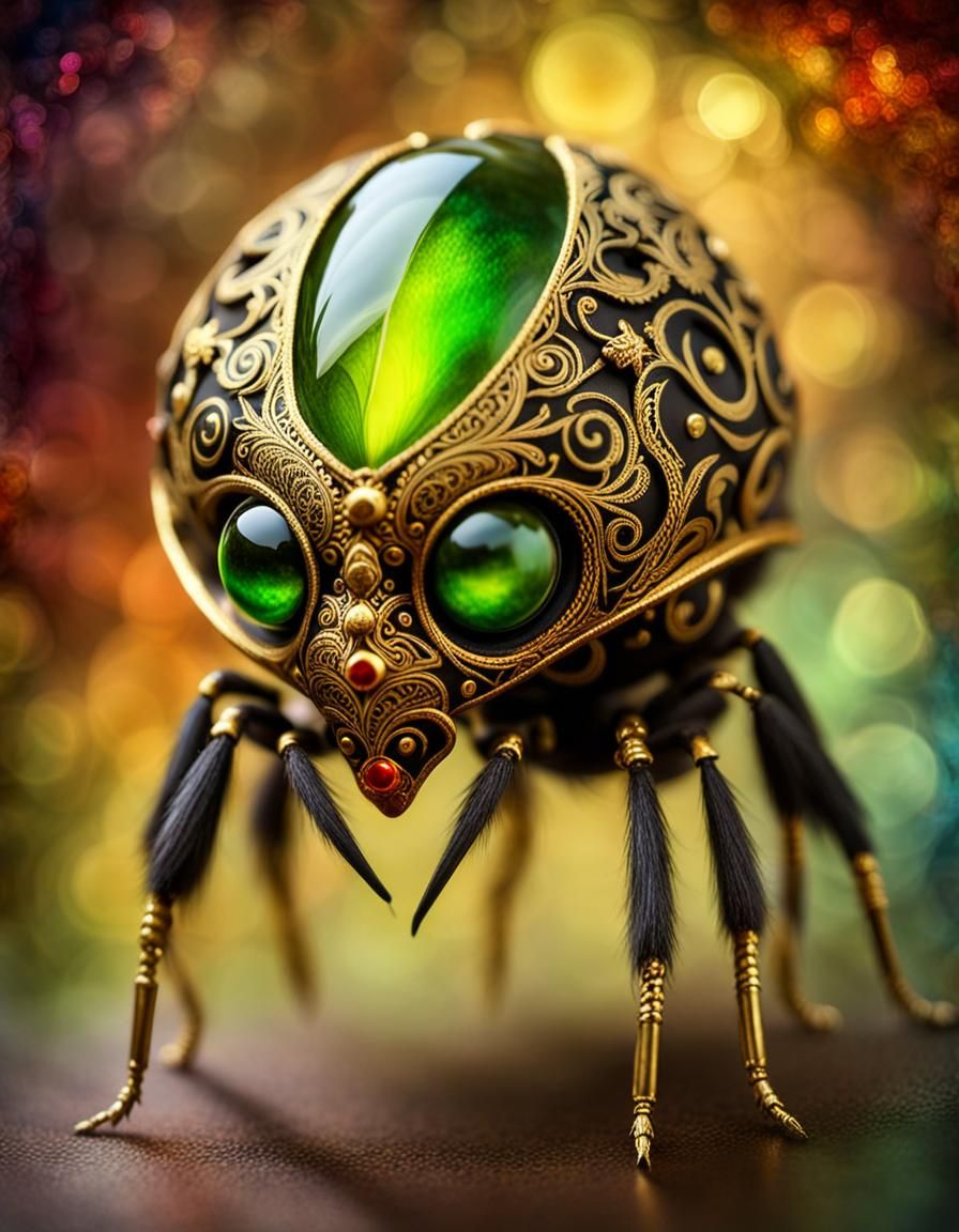 Gilded Jelly Beastie in Mixed Media Style