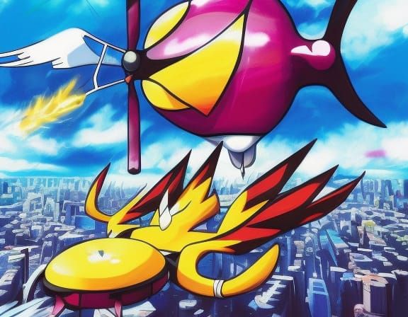 Pokemon Helicopter in Graffiti Splash Art Style