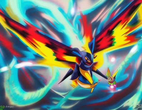 Pokemon Helicopter in Graffiti Splash Art Style