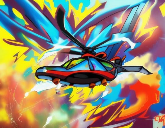 Pokemon Helicopter in Graffiti Street Art Style