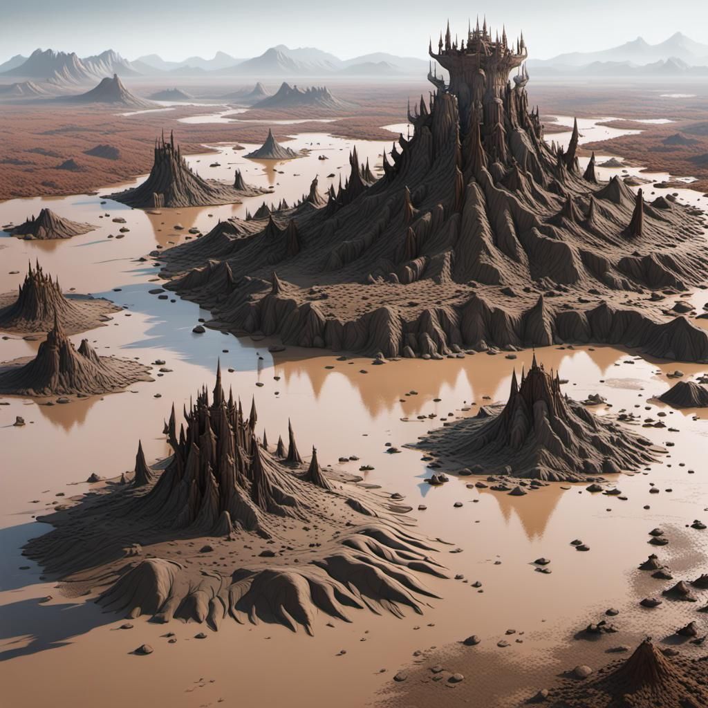 Mud Island: Giant Clay Creatures Rise in 3D Art