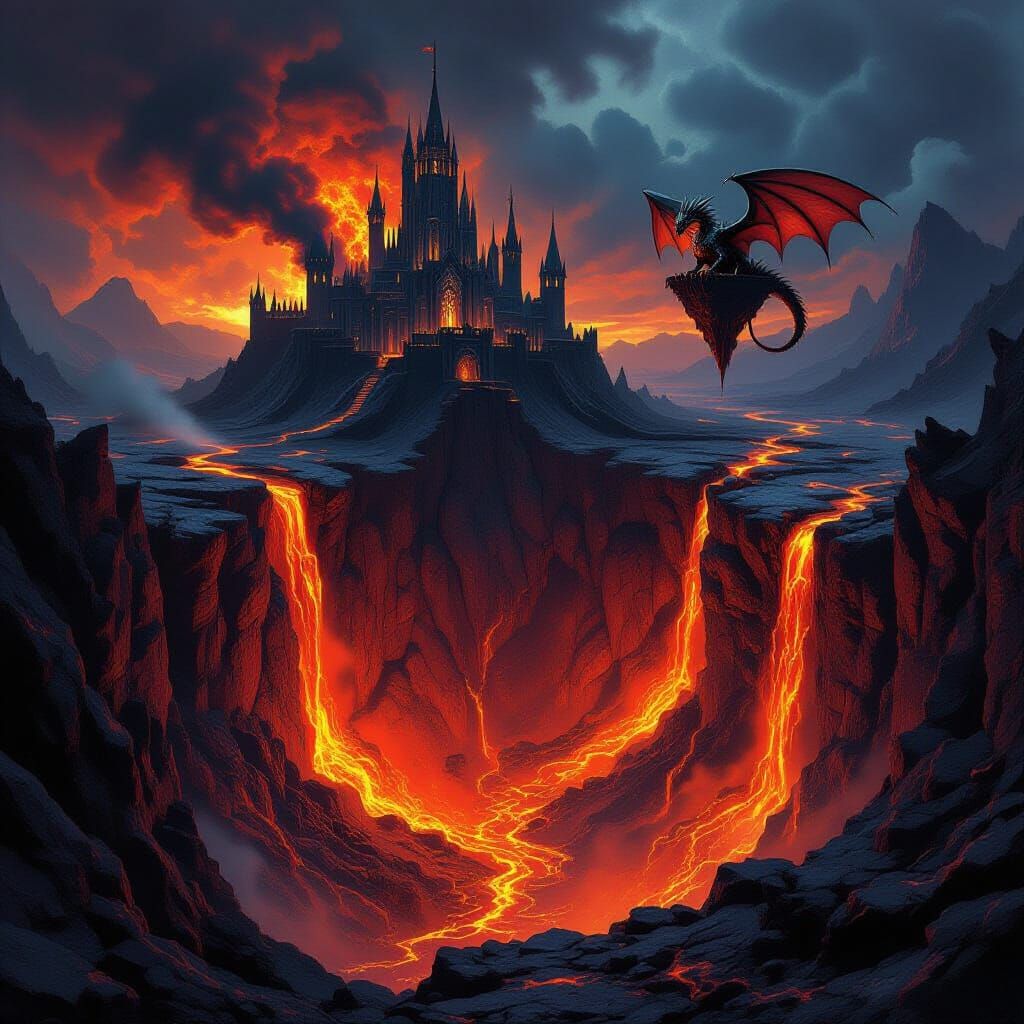 Gothic Dragon Lair in Smoking Volcano