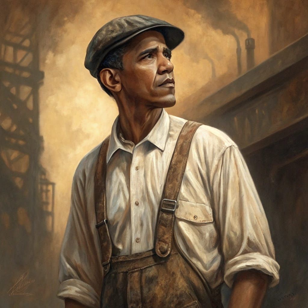 Barack Obama in Victorian Workingman's Attire