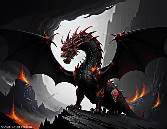 Fiery Dragon in Dynamic Fantasy Art Style