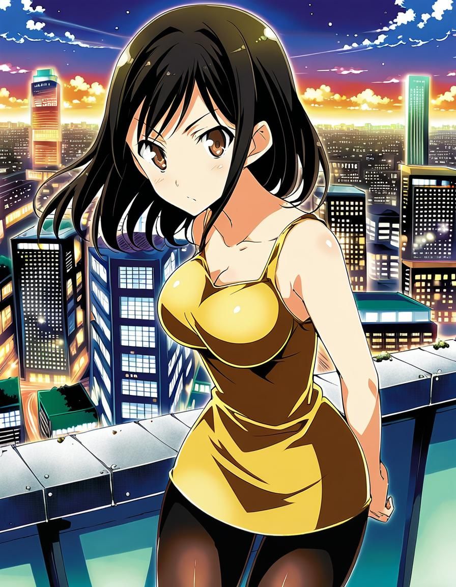 Tropical City Nightscape Anime Art