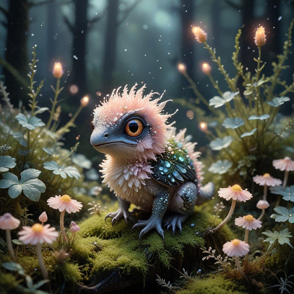 Whimsical Fuzzy Dino Emerges in Painty Hues