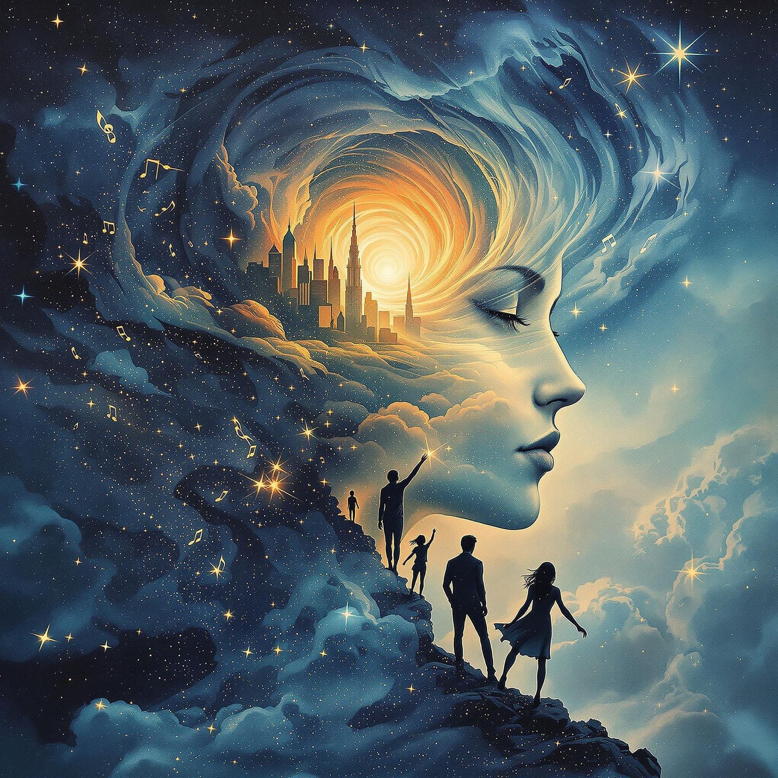 Cosmic Oracle Dreamscape in Nebula Watercolor Style