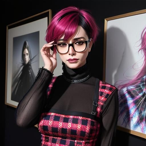 Punk Model in Plaid, Helmut Newton Style