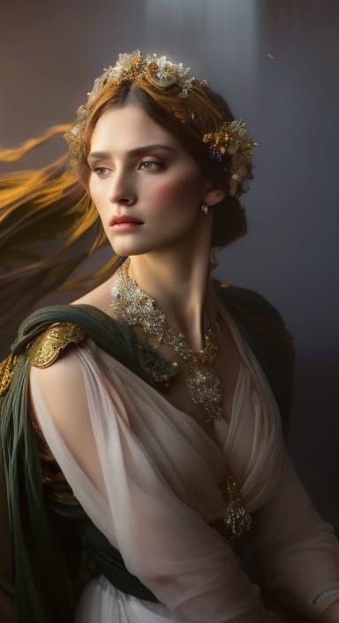 Woman in Silk Gown: A Rutkowski-inspired Portrait