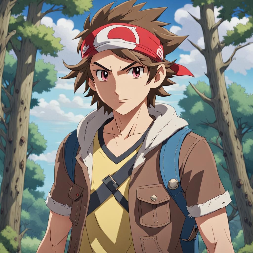 Anime Style Pokemon Trainer in the Wilderness