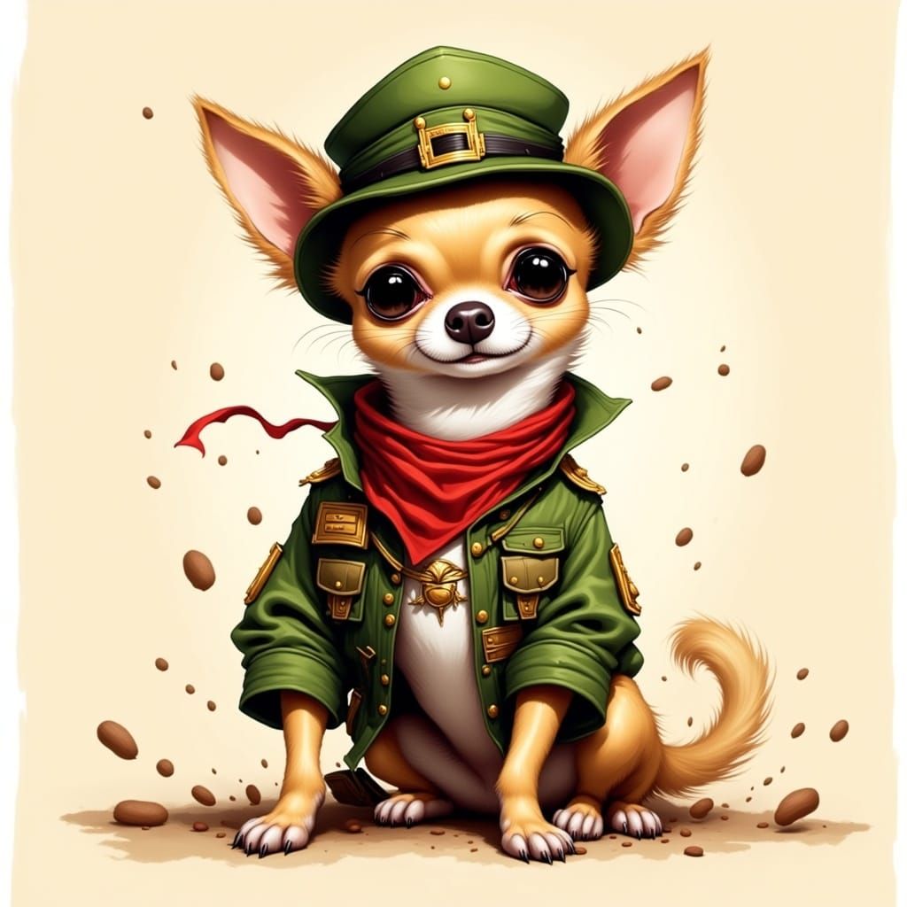 Chihuahua Soldier: A Digital Illustration in Children's Book...