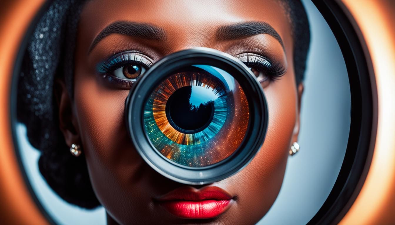 Glamorous Close-Up Through-the-Viewfinder Melanin Beauty