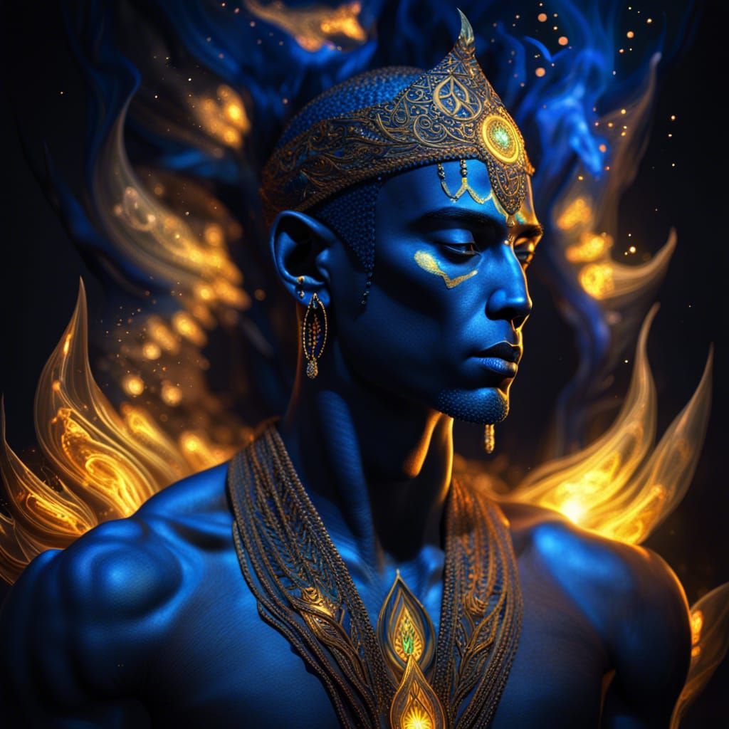 Majestic Jinn Emanating Flames and Light