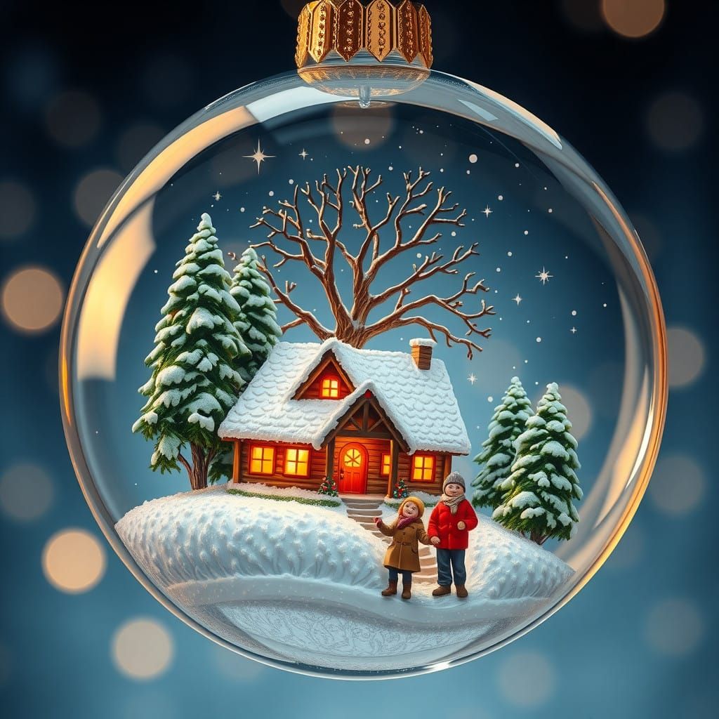 Winter Wonderland Glass Christmas Ornament in Whimsical Styl...