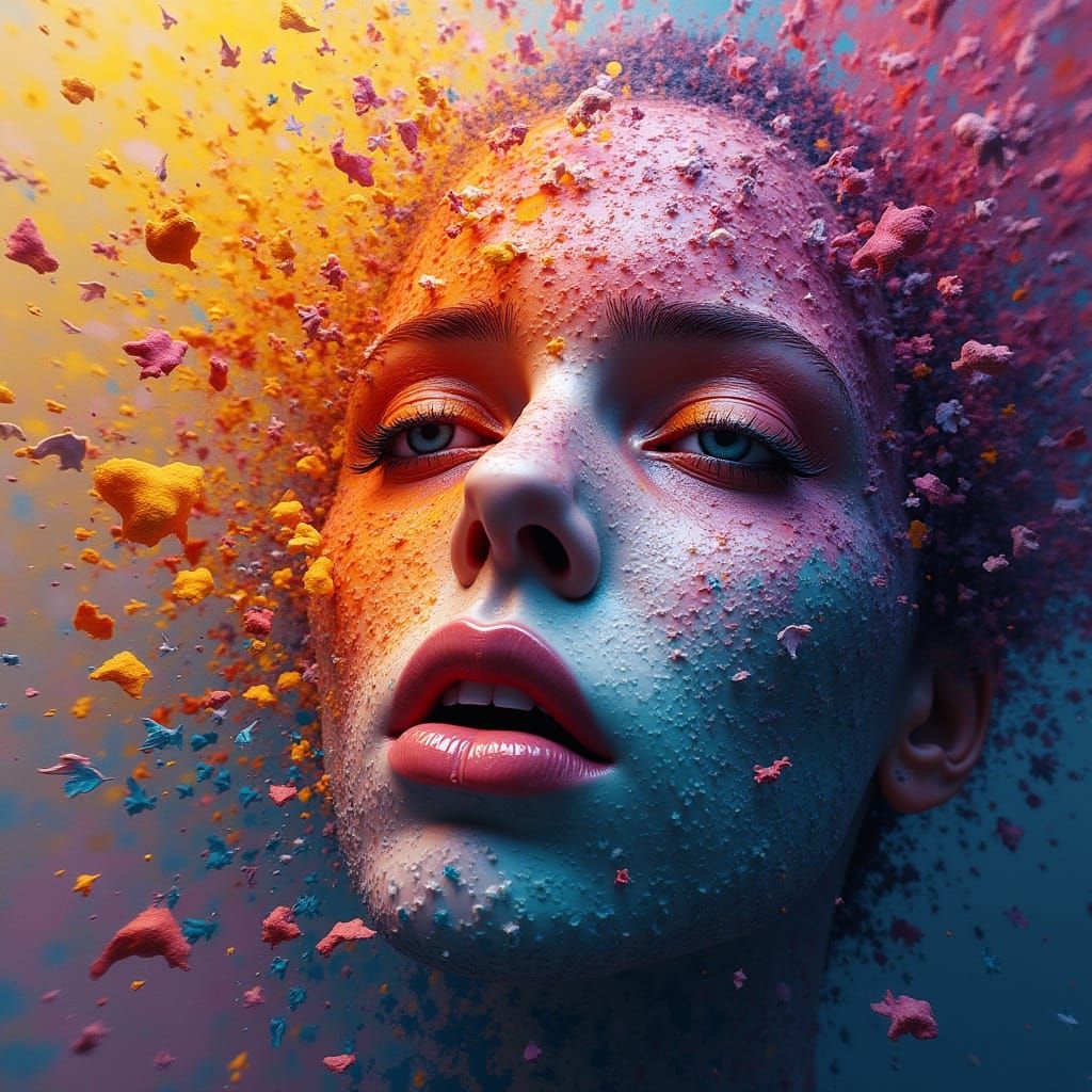 Ethereal Abstraction in Vibrant Triadic Colors