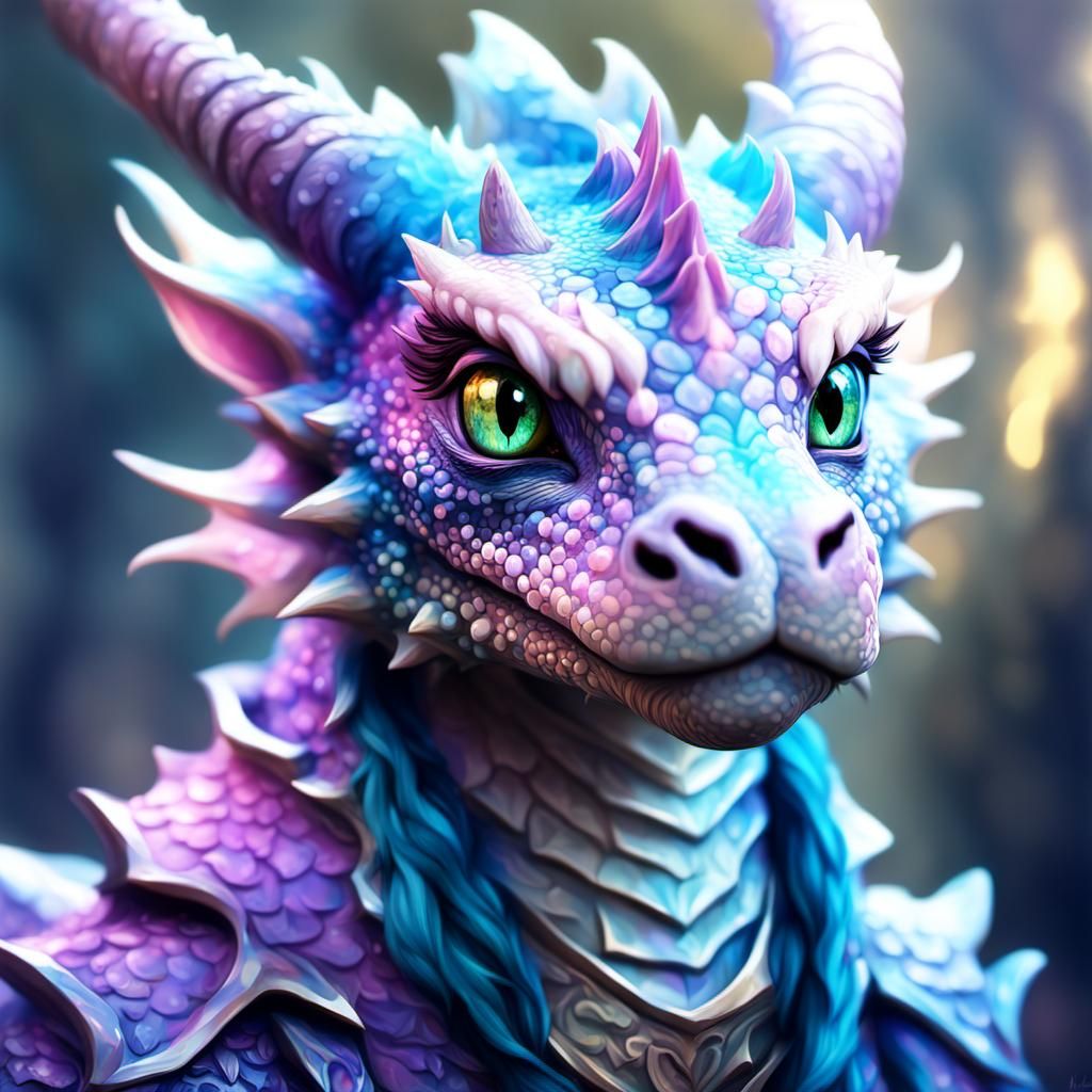 Adorable Pastel Dragon Portrait in Anime Style