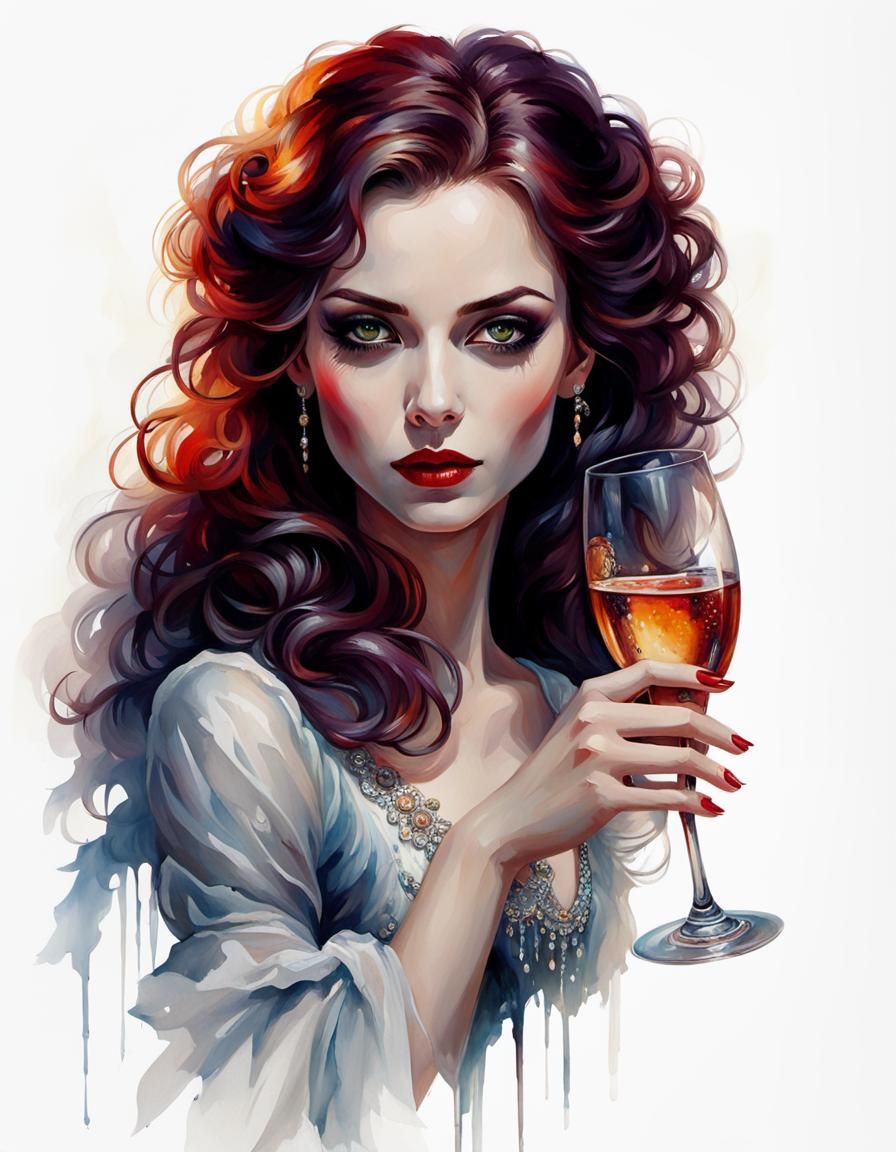 Frau mit Weinglas /2