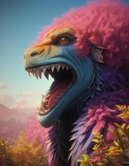 Adorable Monster in Dreamworks Style Digital Watercolor