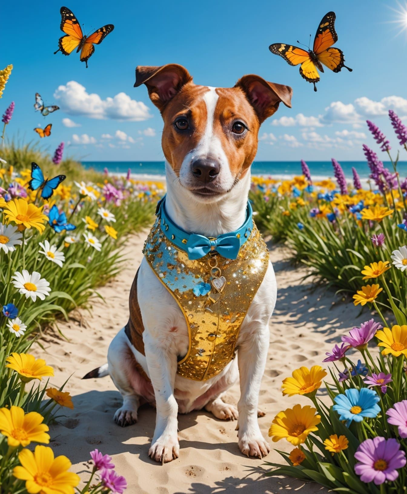 Vibrant Jack Russell Dog in Folk Costume